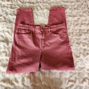 J. Crew toothpick jeans in size 29 and 8" rise.
